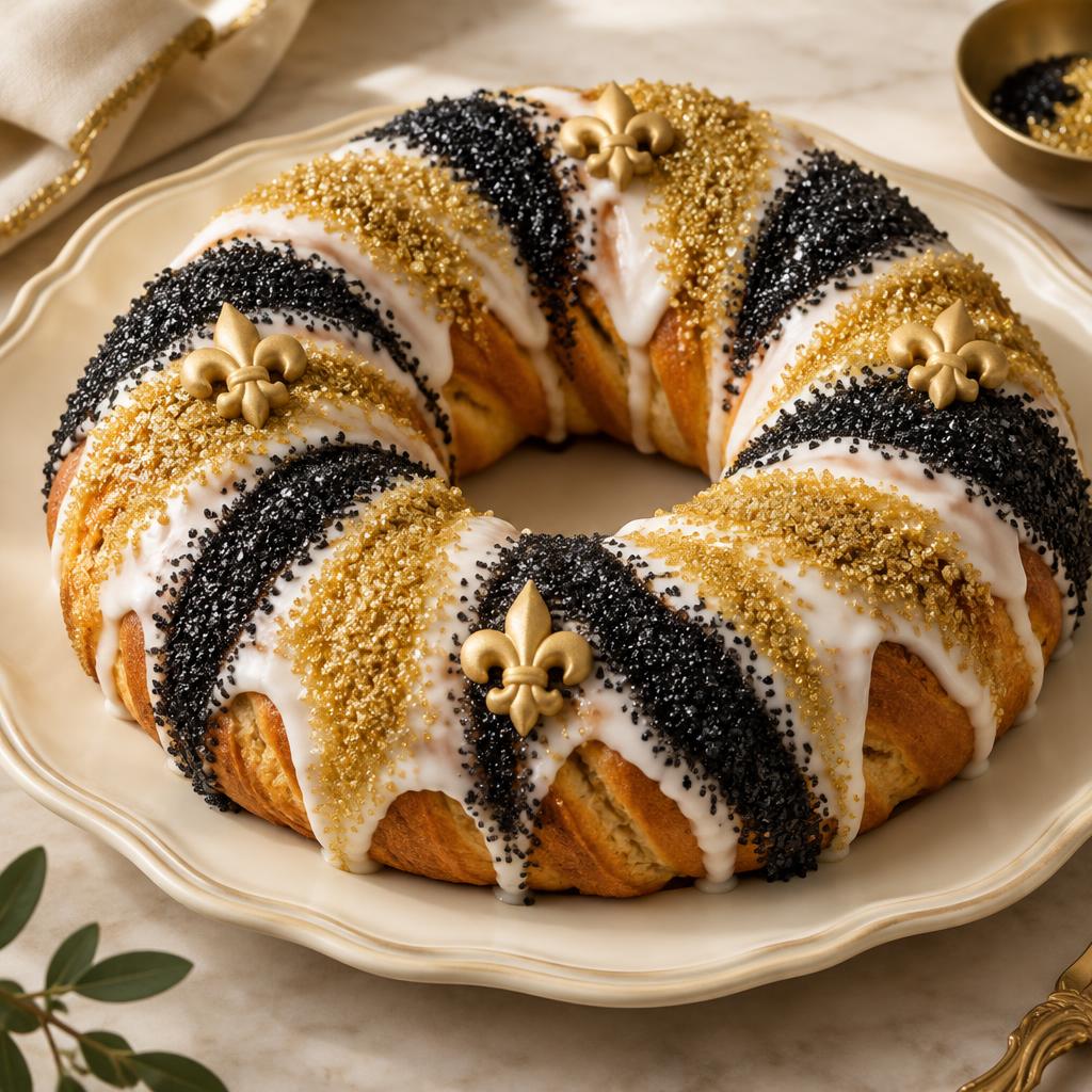 New Orleans Saints king cake